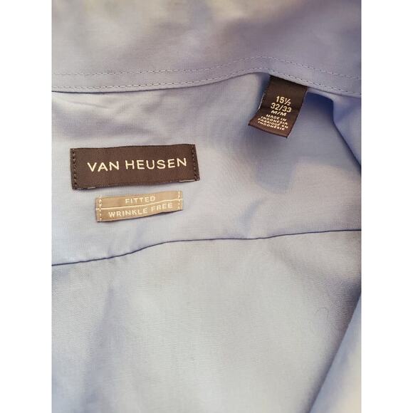 Van Heusen Men's Dress Shirt Wrinkle Free Light BLUE Reg Fit 32/33 15.5 M - Picture 3 of 5